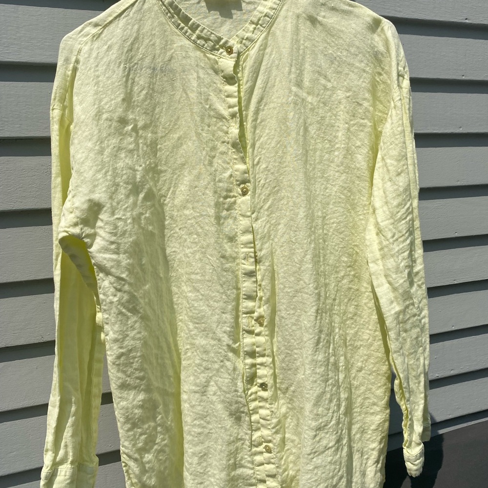 Eileen Fisher Soft Yellow Button-Up Tunic